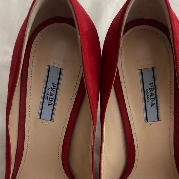 Prada Scarlet Suede Heels - Picture 2 of 7